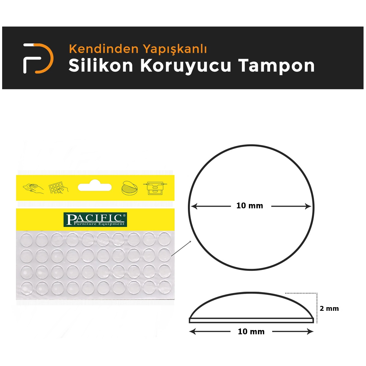100 Adet Pacific Silikon Bazlı Ses Kesici Stoper Şeffaf Çap:10 mm - Görsel 2