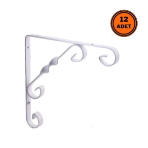 12 Adet Burgulu 20 x 30 cm Dekoratif Raf Altı Ayağı Konsol Beyaz