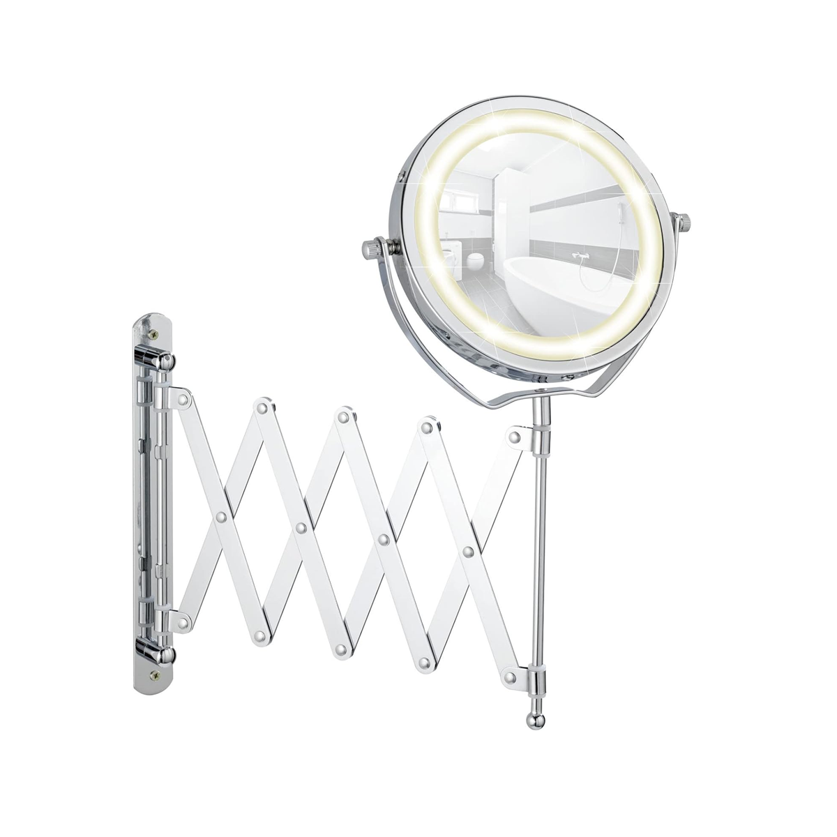 Wenko Mafsallı Led Kozmetik Makyaj Aynası 3X Zoom Krom