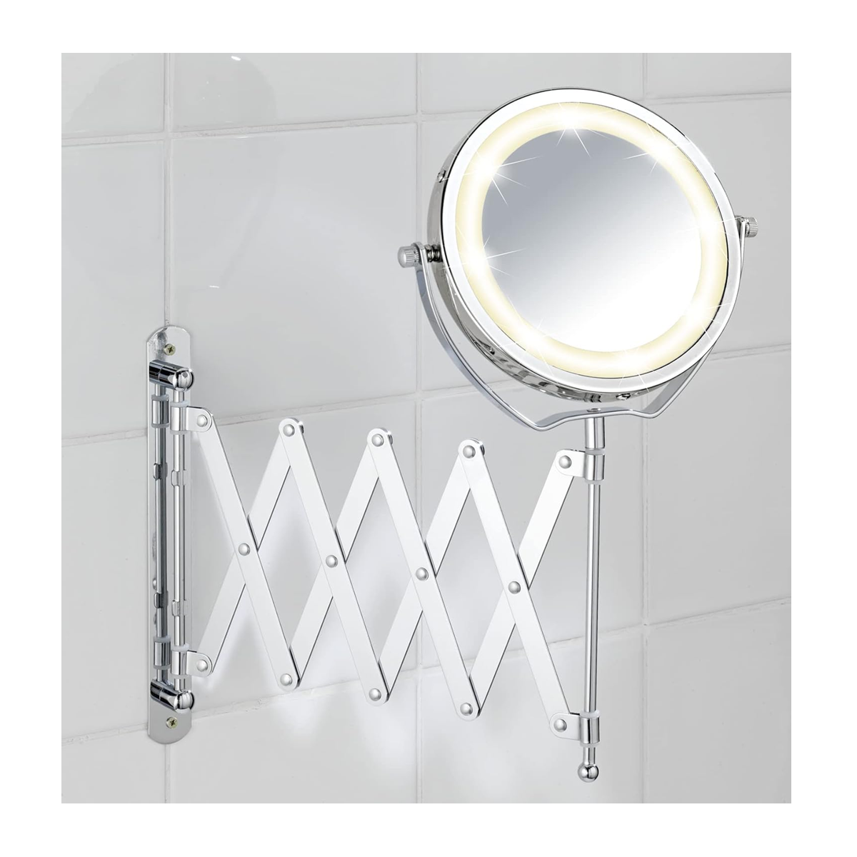 Wenko Mafsallı Led Kozmetik Makyaj Aynası 3X Zoom Krom - Görsel 6