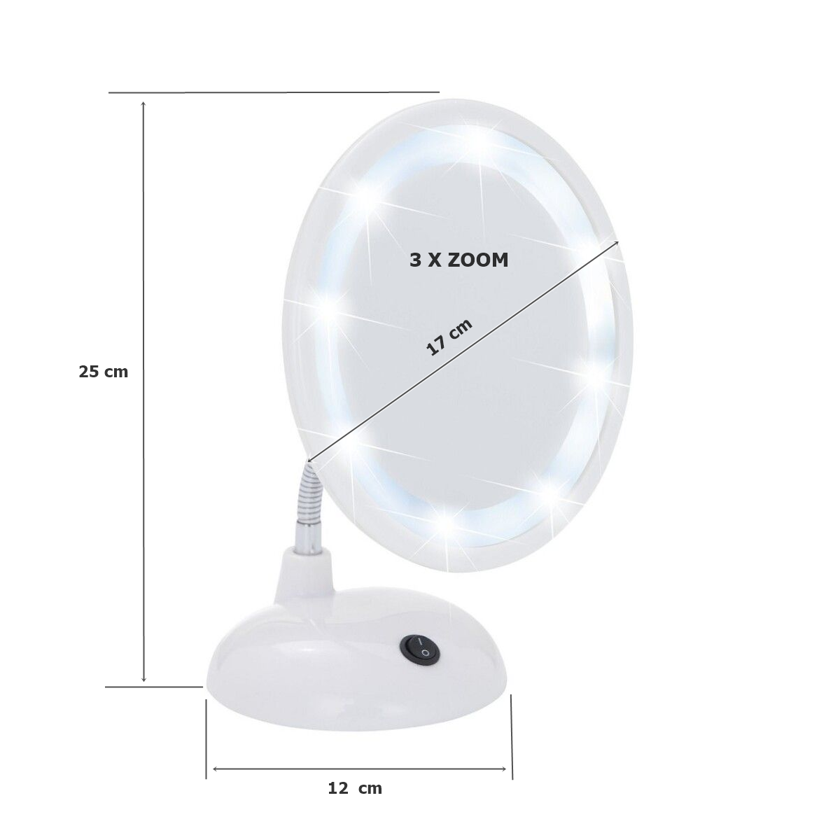 Wenko Masa Üstü Led Kozmetik Makyaj Aynası 3X Zoom Beyaz - Görsel 2
