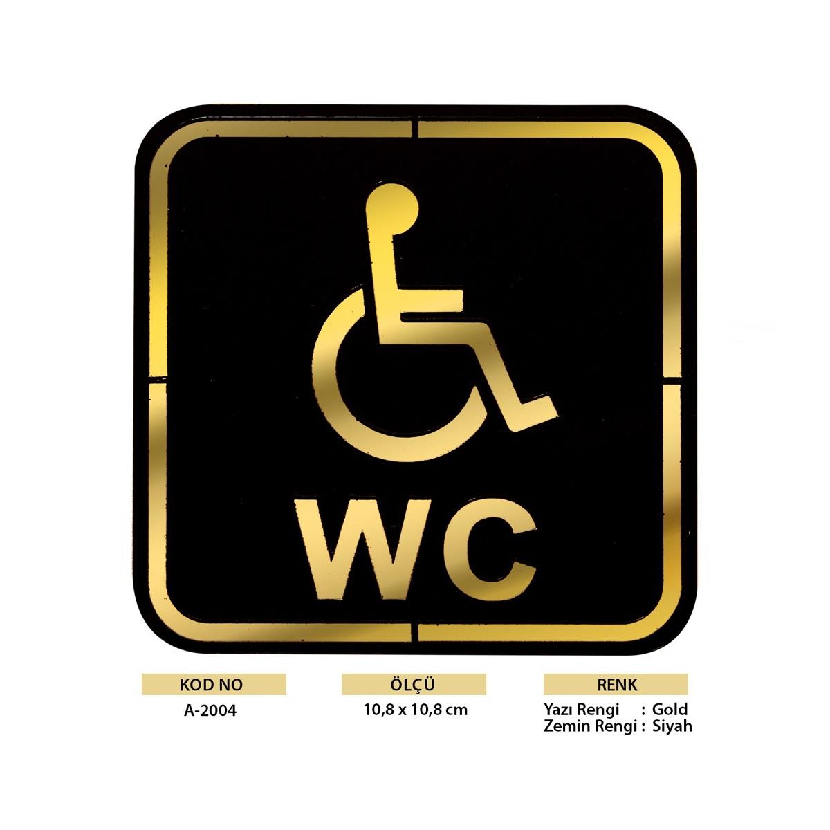Abs Lüx Çift Katlı Yönlendirme Levhası Siyah-Altın Engelli Wc - Görsel 2