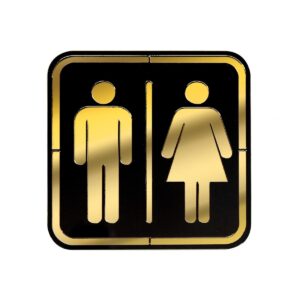 Abs Lüx Çift Katlı Yönlendirme Levhası Siyah-Altın Bay-Bayan Wc