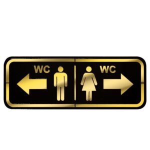 Abs Lüx Çift Katlı Yönlendirme Levhası Siyah-Altın Bay-Bayan Wc