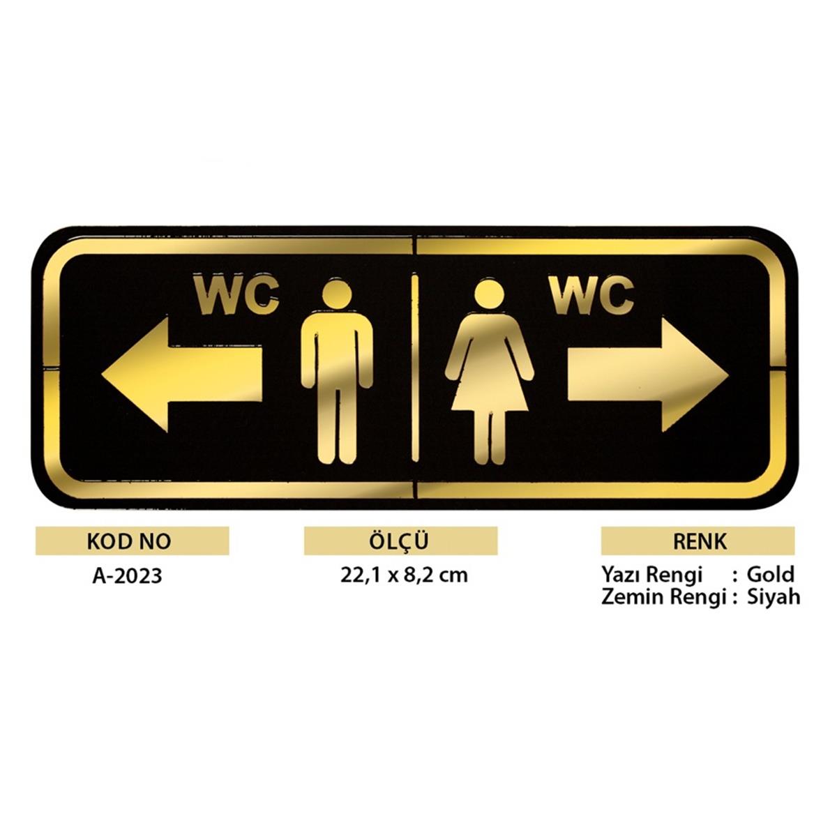 Abs Lüx Çift Katlı Yönlendirme Levhası Siyah-Altın Bay-Bayan Wc - Görsel 2