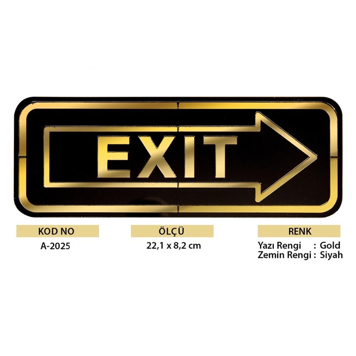 Abs Lüx Çift Katlı Yönlendirme Levhası Siyah-Altın Exit Sağ Yön - Görsel 2