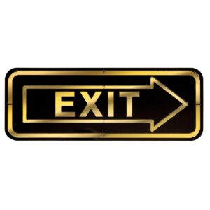 Abs Lüx Çift Katlı Yönlendirme Levhası Siyah-Altın Exit Sağ Yön