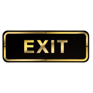 Abs Lüx Çift Katlı Yönlendirme Levhası Siyah-Altın Exit