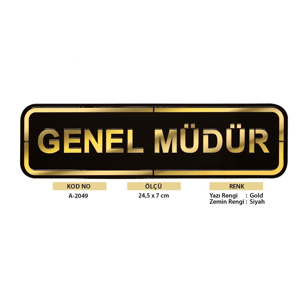 Abs Lüx Çift Katlı Yönlendirme Levhası Siyah-Altın Genel Müdür - Görsel 2