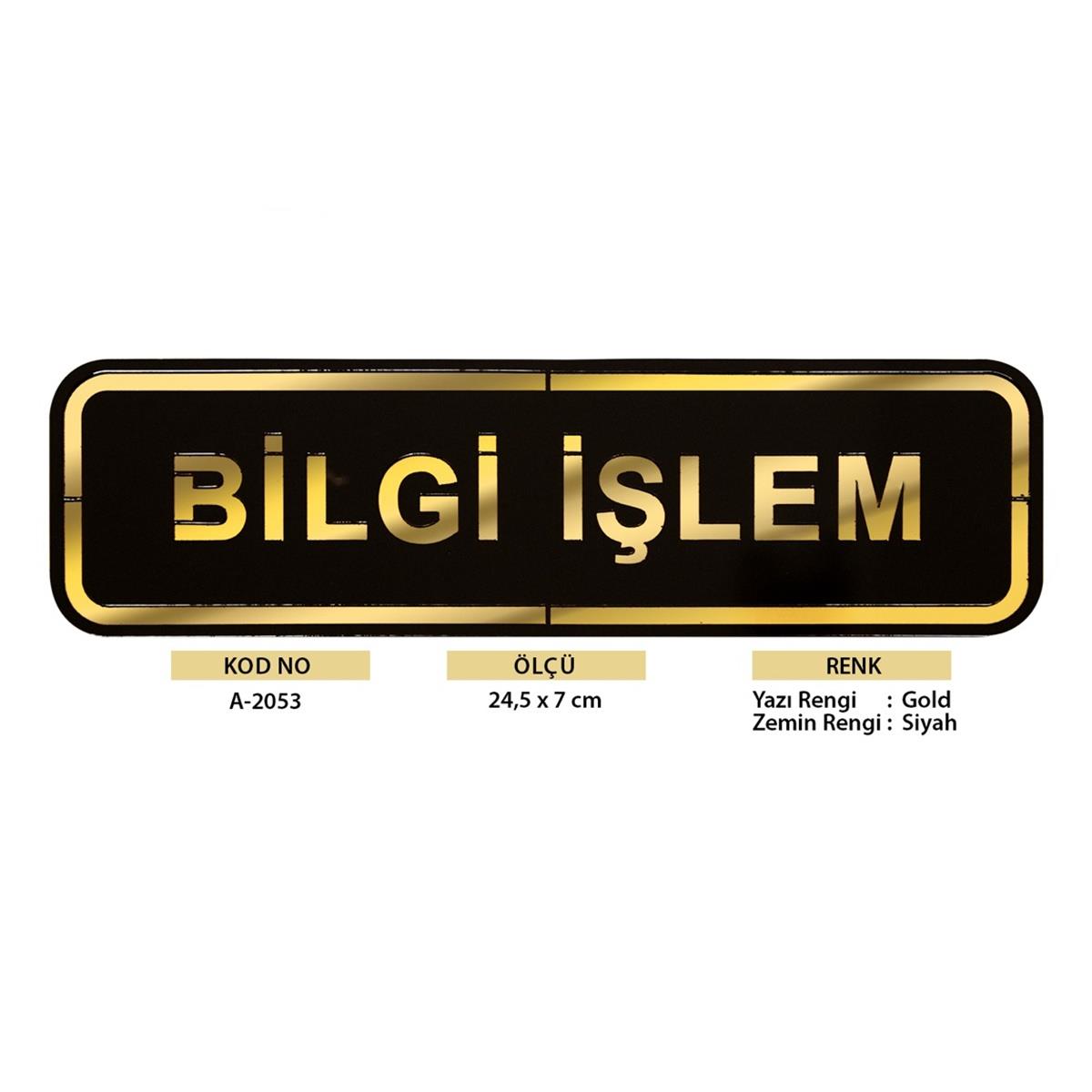 Abs Lüx Çift Katlı Yönlendirme Levhası Siyah-Altın Bilgi İşlem - Görsel 2