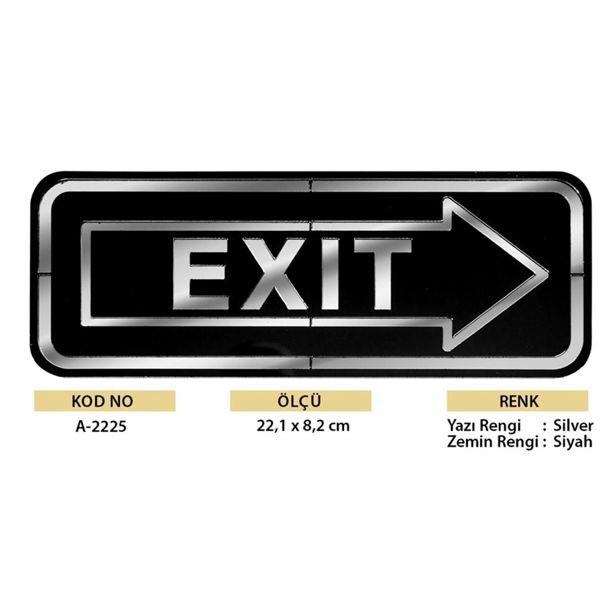 Abs Lüx Çift Katlı Yönlendirme Levhası Siyah-Gümüş Exit Sağ Yön - Görsel 2