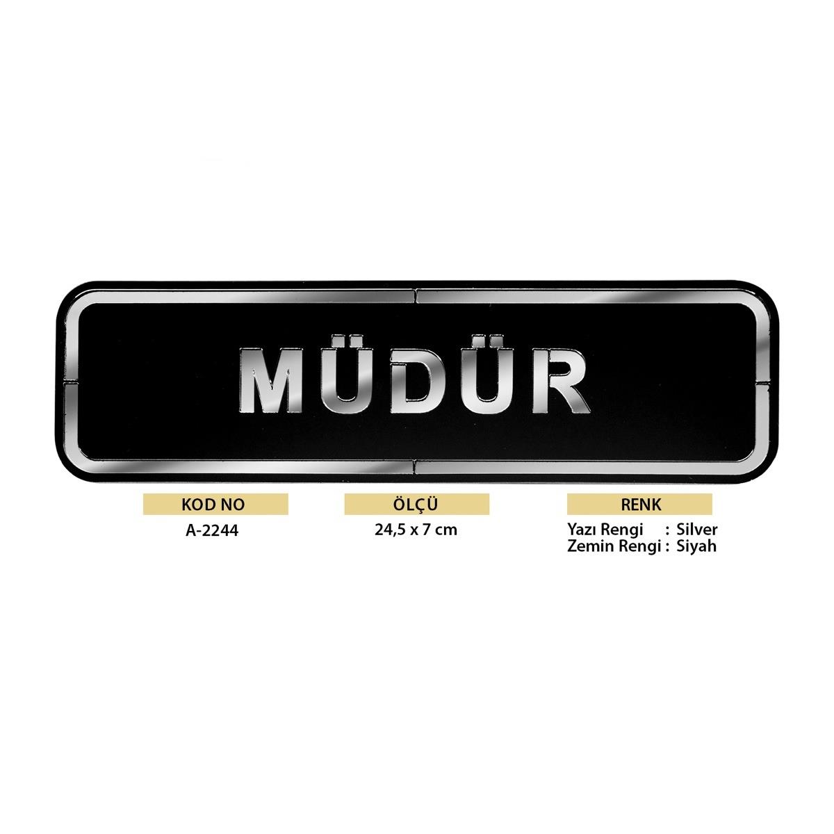 Abs Lüx Çift Katlı Yönlendirme Levhası Siyah-Gümüş Müdür - Görsel 2