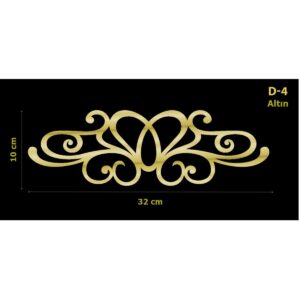 D-4 Altın 32 x 10 cm Sibu Aynalı Pleksi Mobilya Dolap Süsü