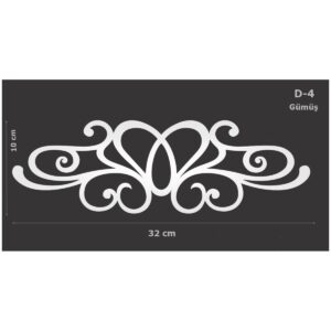 D-4 Gümüş 32 x 10 cm Sibu Aynalı Pleksi Mobilya Dolap Süsü