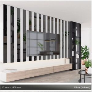 10 mm x 2800 mm Antrasit Sibu Aynalı Pleksi Şerit Mobilya Süsü