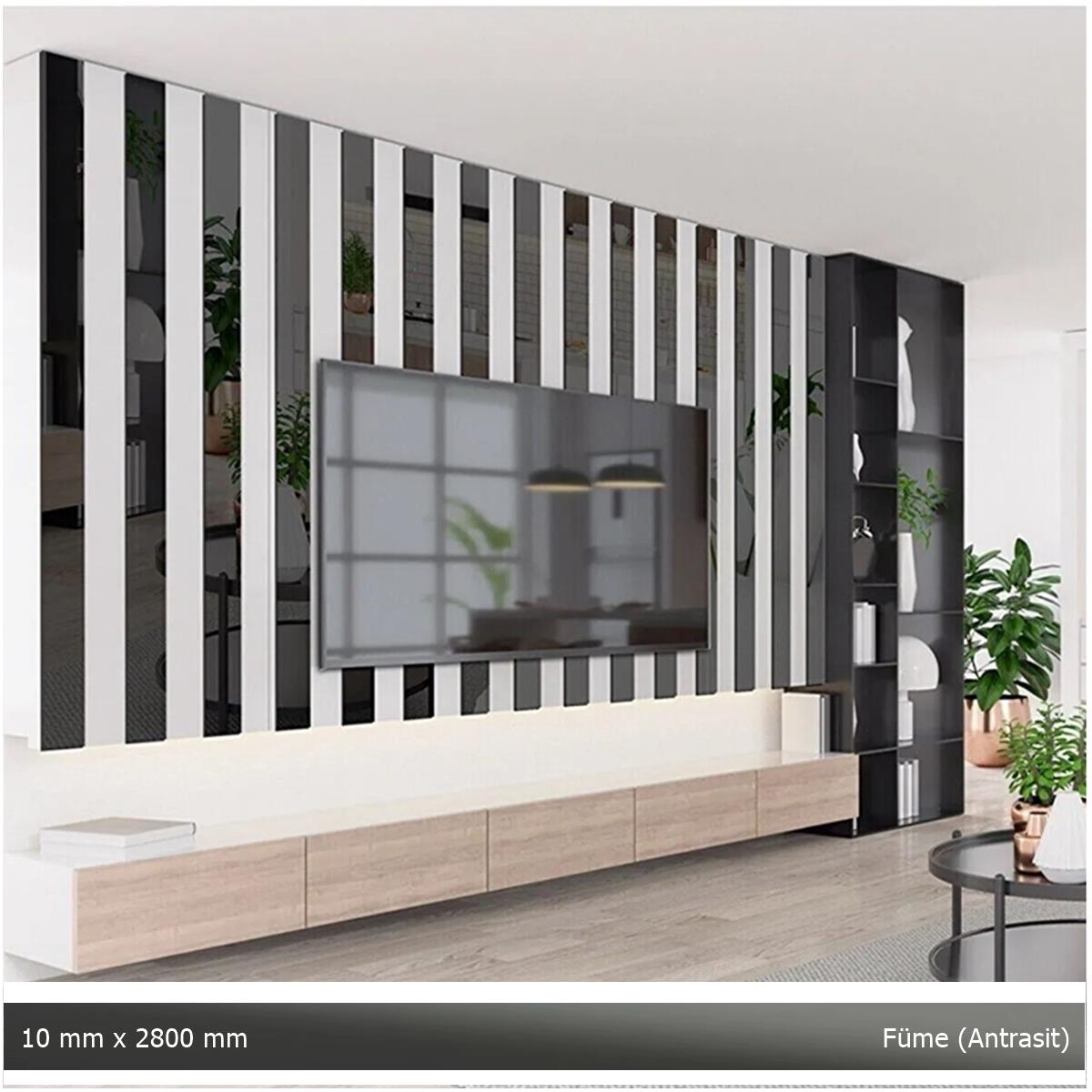 10 mm x 2800 mm Antrasit Sibu Aynalı Pleksi Şerit Mobilya Süsü