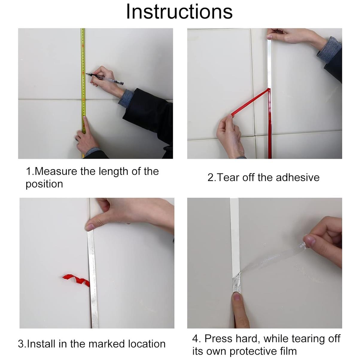 10 mm x 2800 mm Gümüş Sibu Aynalı Pleksi Şerit Mobilya Süsü - Görsel 3