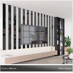 15 mm x 2800 mm Antrasit Sibu Aynalı Pleksi Şerit Mobilya Süsü
