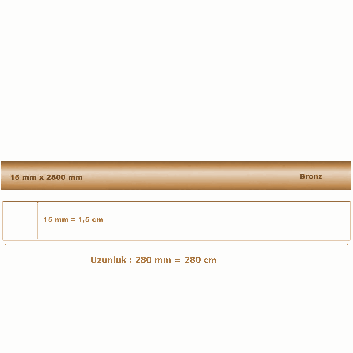 15 mm x 2800 mm Bronz Sibu Aynalı Pleksi Şerit Mobilya Süsü - Görsel 2