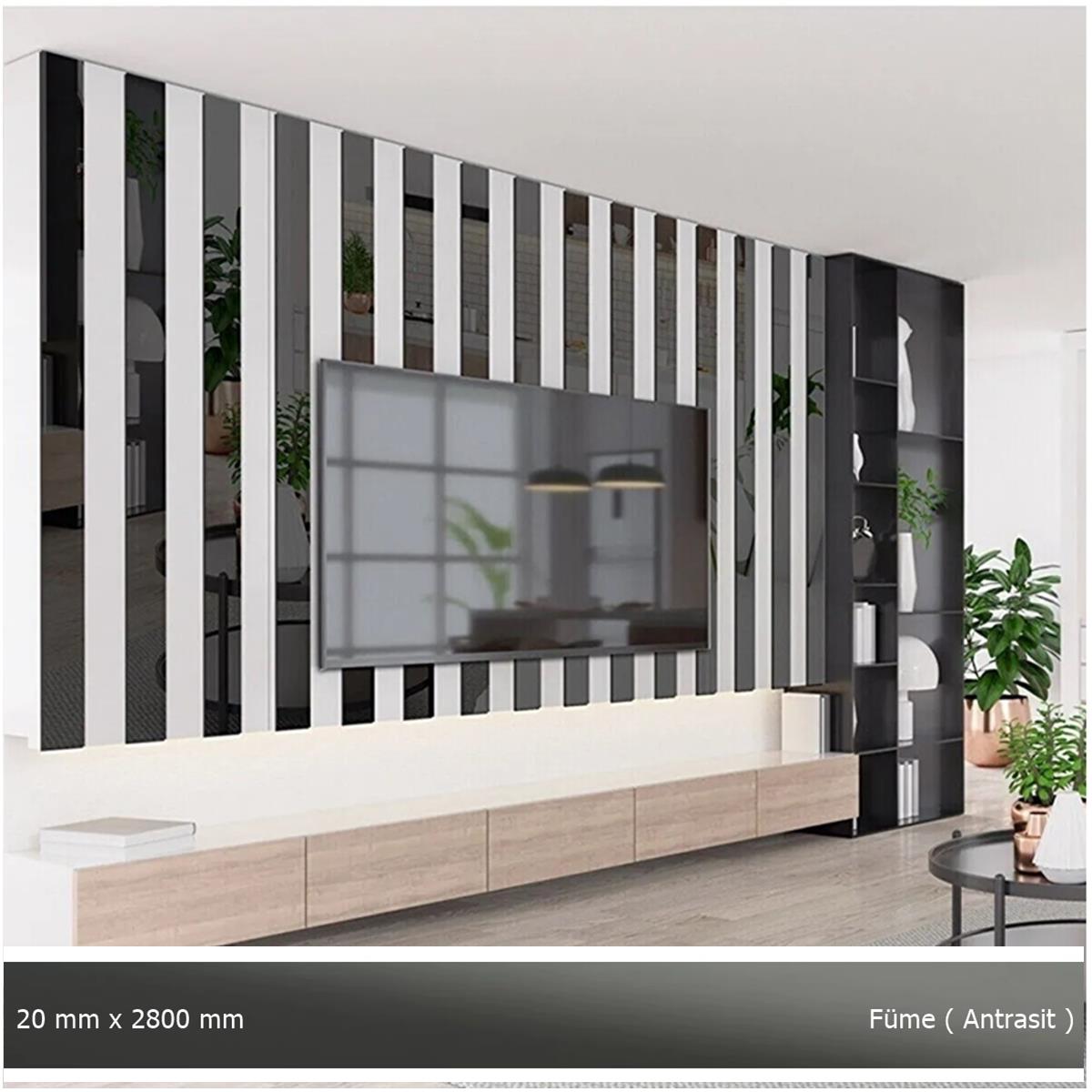 20 mm x 2800 mm Antrasit Sibu Aynalı Pleksi Şerit Mobilya Süsü