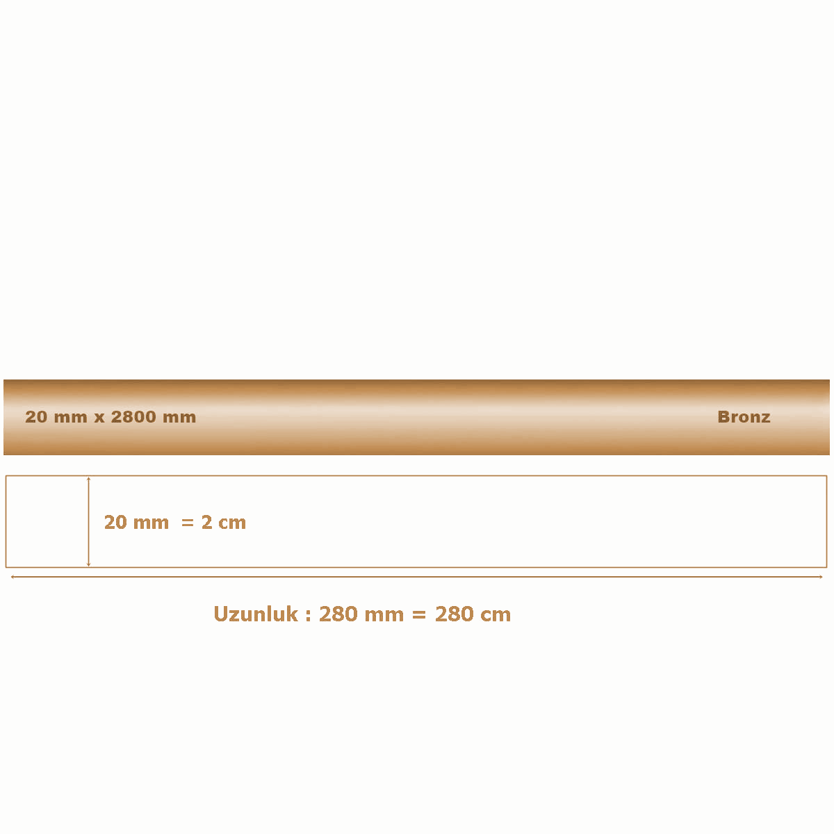 20 mm x 2800 mm Bronz Sibu Aynalı Pleksi Şerit Mobilya Süsü - Görsel 2