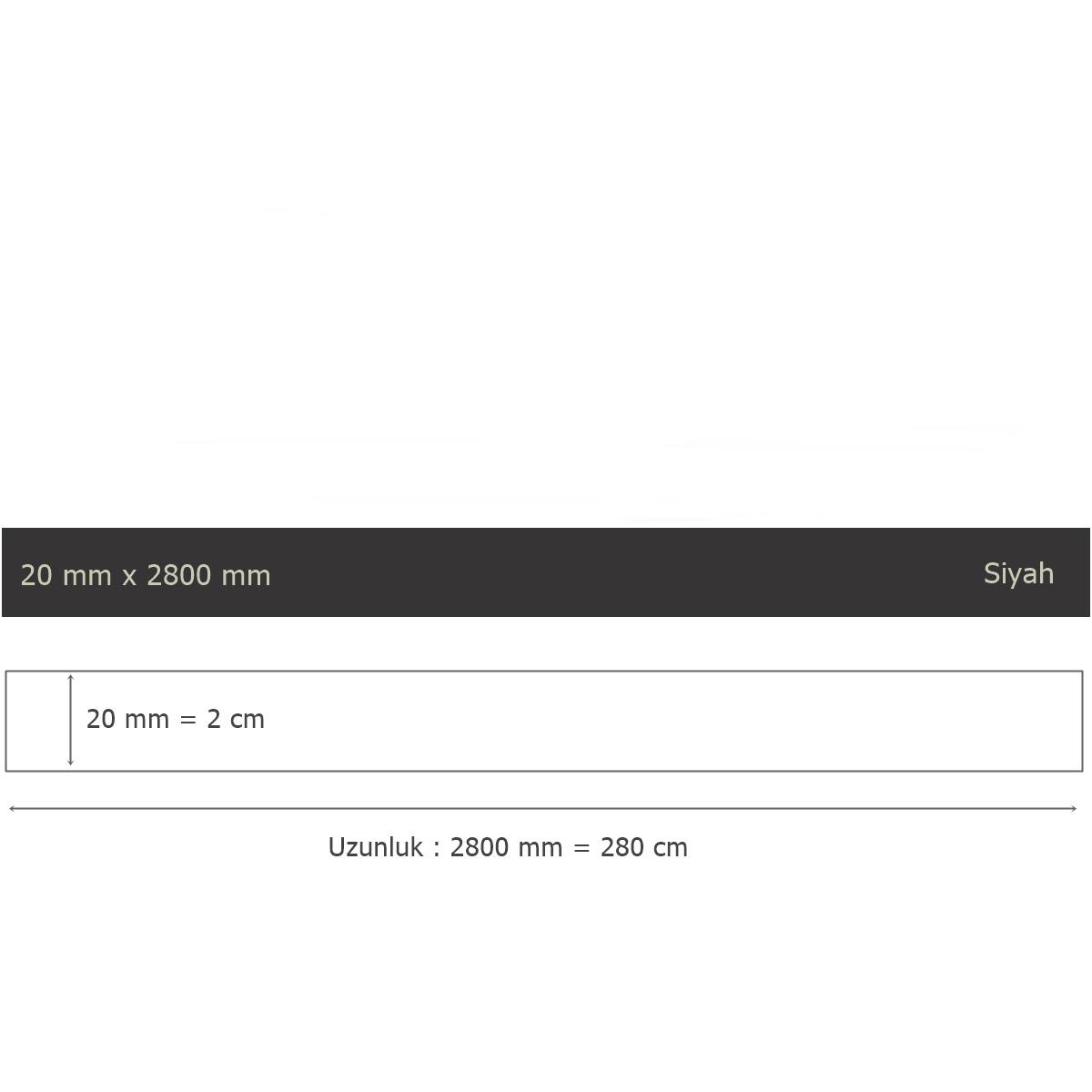20 mm x 2800 mm Siyah Sibu Aynalı Pleksi Şerit Mobilya Süsü - Görsel 4