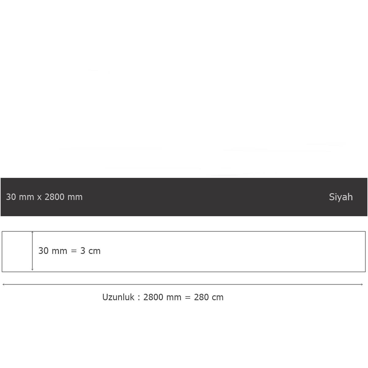 30 mm x 2800 mm Siyah Sibu Aynalı Pleksi Şerit Mobilya Süsü - Görsel 4