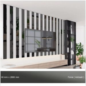 40 mm x 2800 mm Antrasit Sibu Aynalı Pleksi Şerit Mobilya Süsü