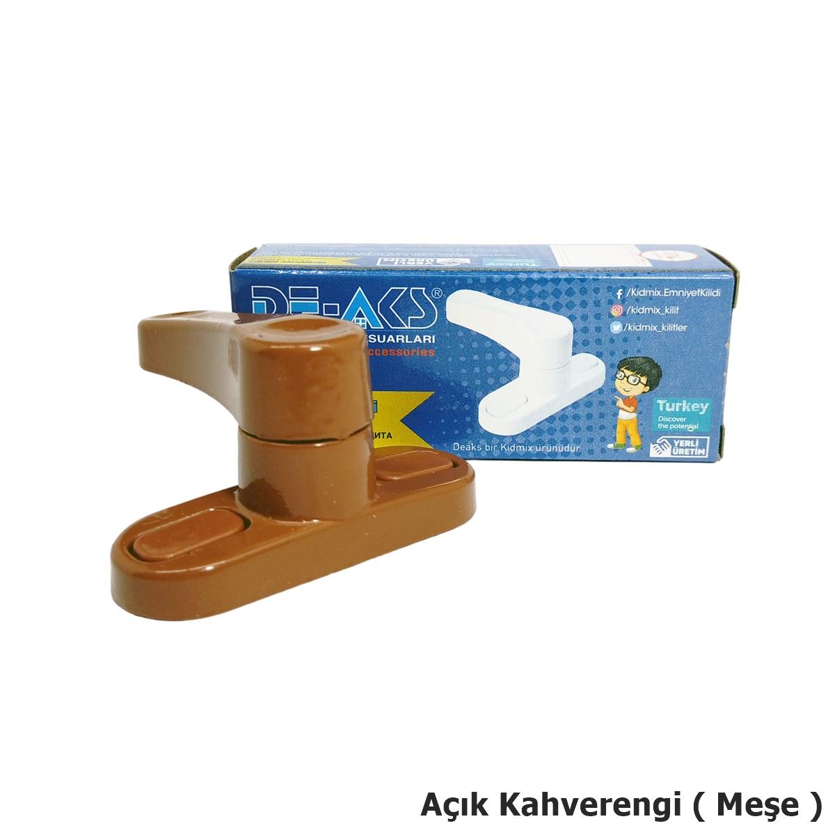 Pvc Pencere Çocuk Emniyet Kilidi Çekmeli Metal Açık Kahverengi - Görsel 2