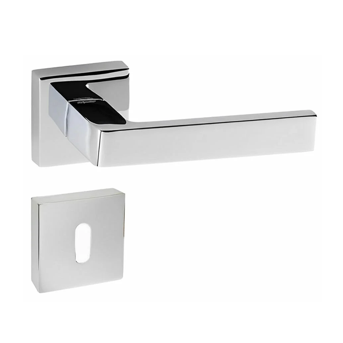 Doğanlar Karma Lüx Kare Rozetli Kapı Kolu Krom Oda - Görsel 2