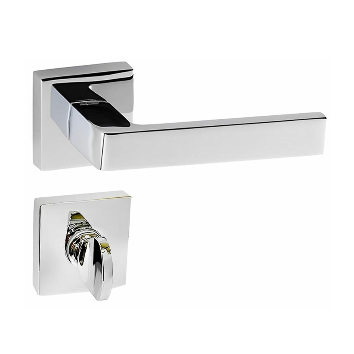 Doğanlar Karma Lüx Kare Rozetli Kapı Kolu Krom Wc - Görsel 2