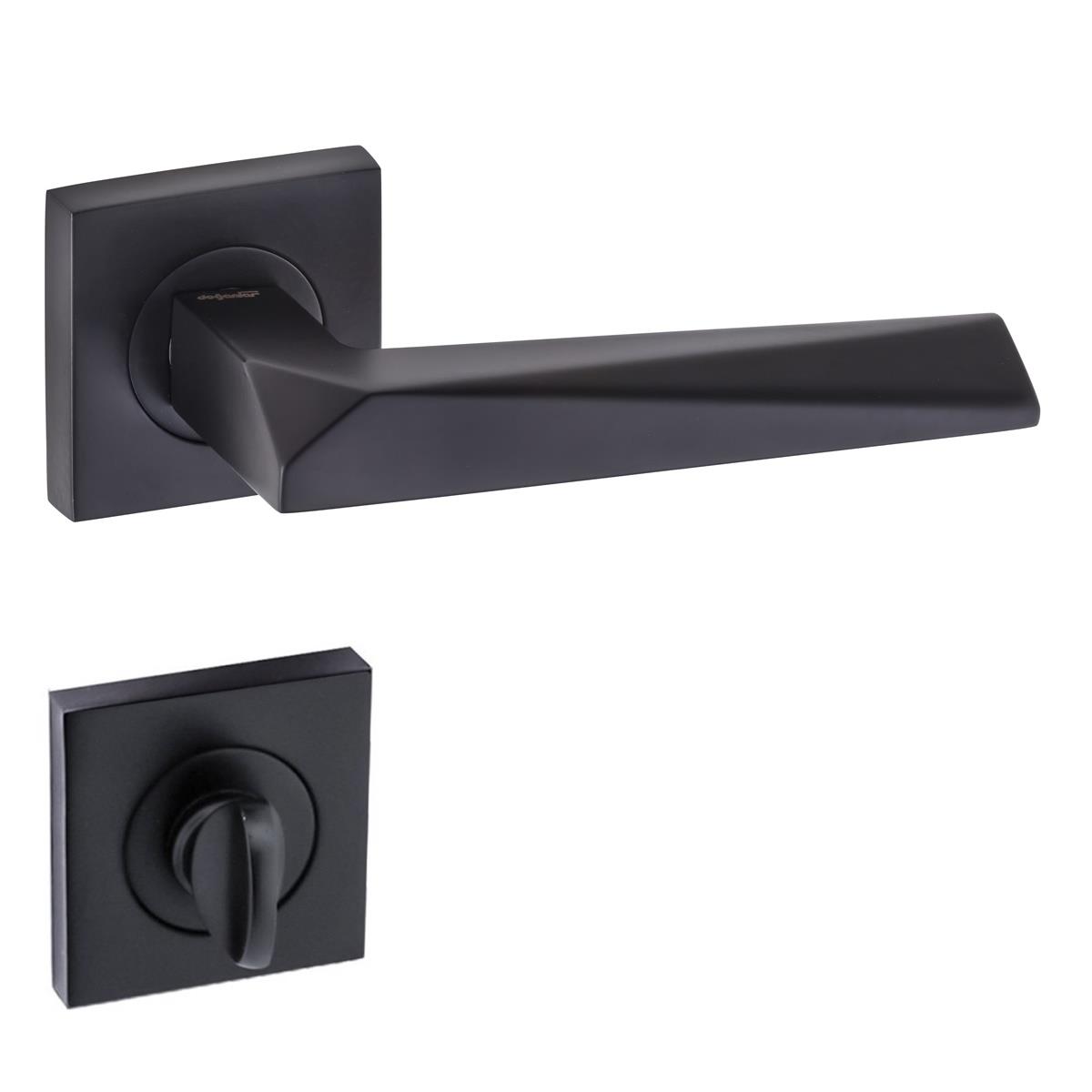 Doğanlar Konsept Prizma Lüx Kare Rozetli Kapı Kolu Mat Siyah Wc