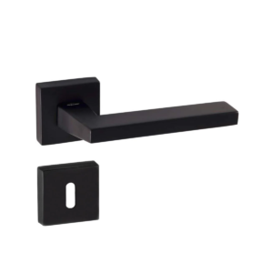 Doğanlar Parma Kare Rozetli Kapı Kolu Mat Siyah Oda