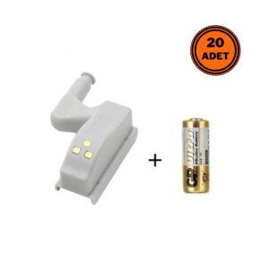 20 Adet Dolap Içi Sensörlü Menteşe Lambası Led Pilleri Dahil