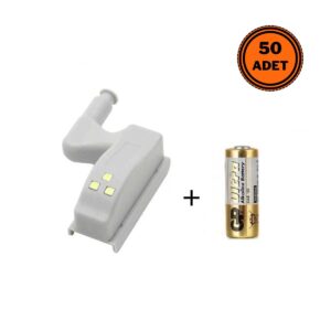 50 Adet Dolap Içi Sensörlü Menteşe Lambası Led Pilleri Dahil