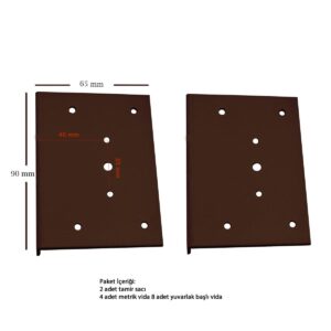 Dolap Menteşe Tamir Sacı Seti Kasa Kısmı İçin 2 li Koyu Kahve