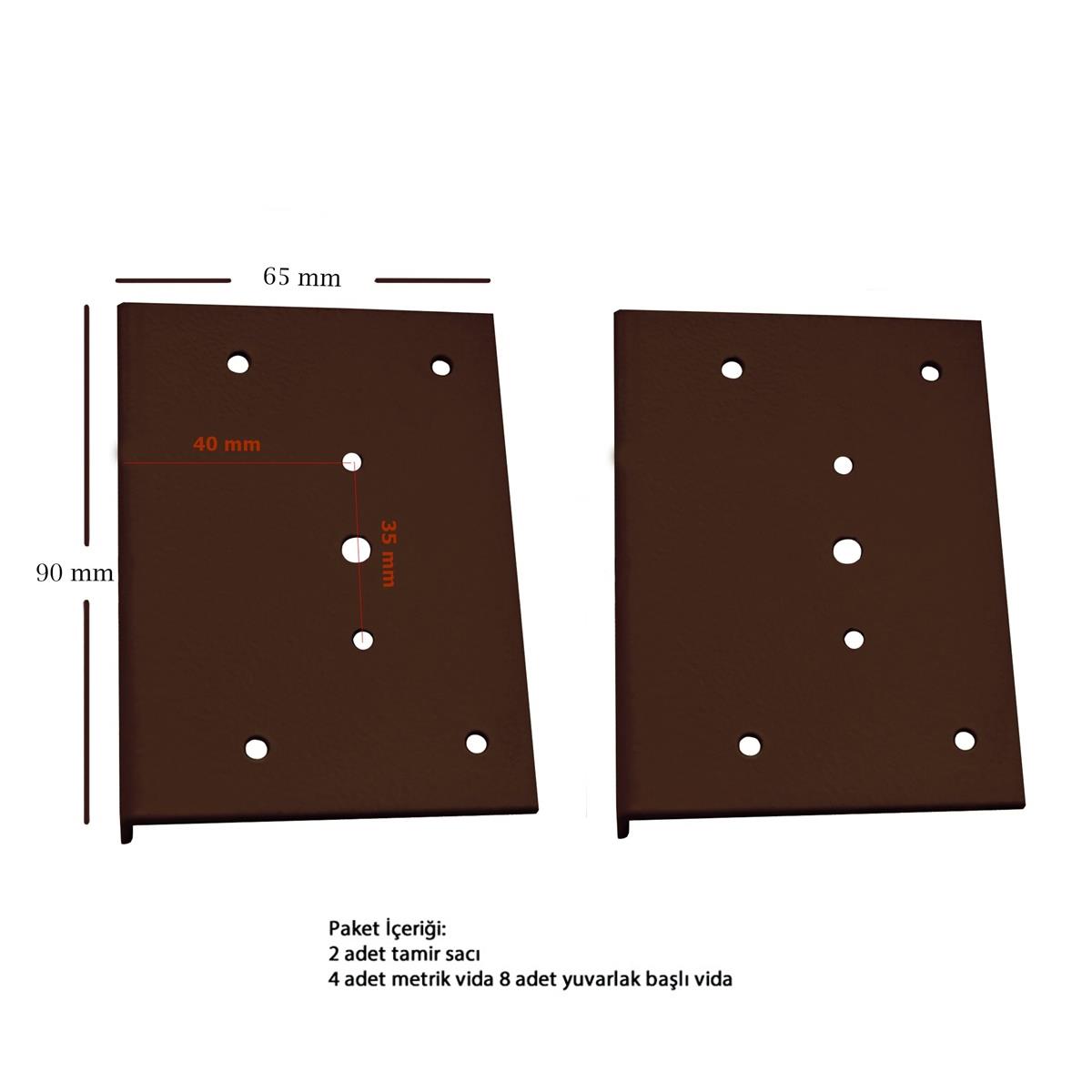 Dolap Menteşe Tamir Sacı Seti Kasa Kısmı İçin 2 li Koyu Kahve