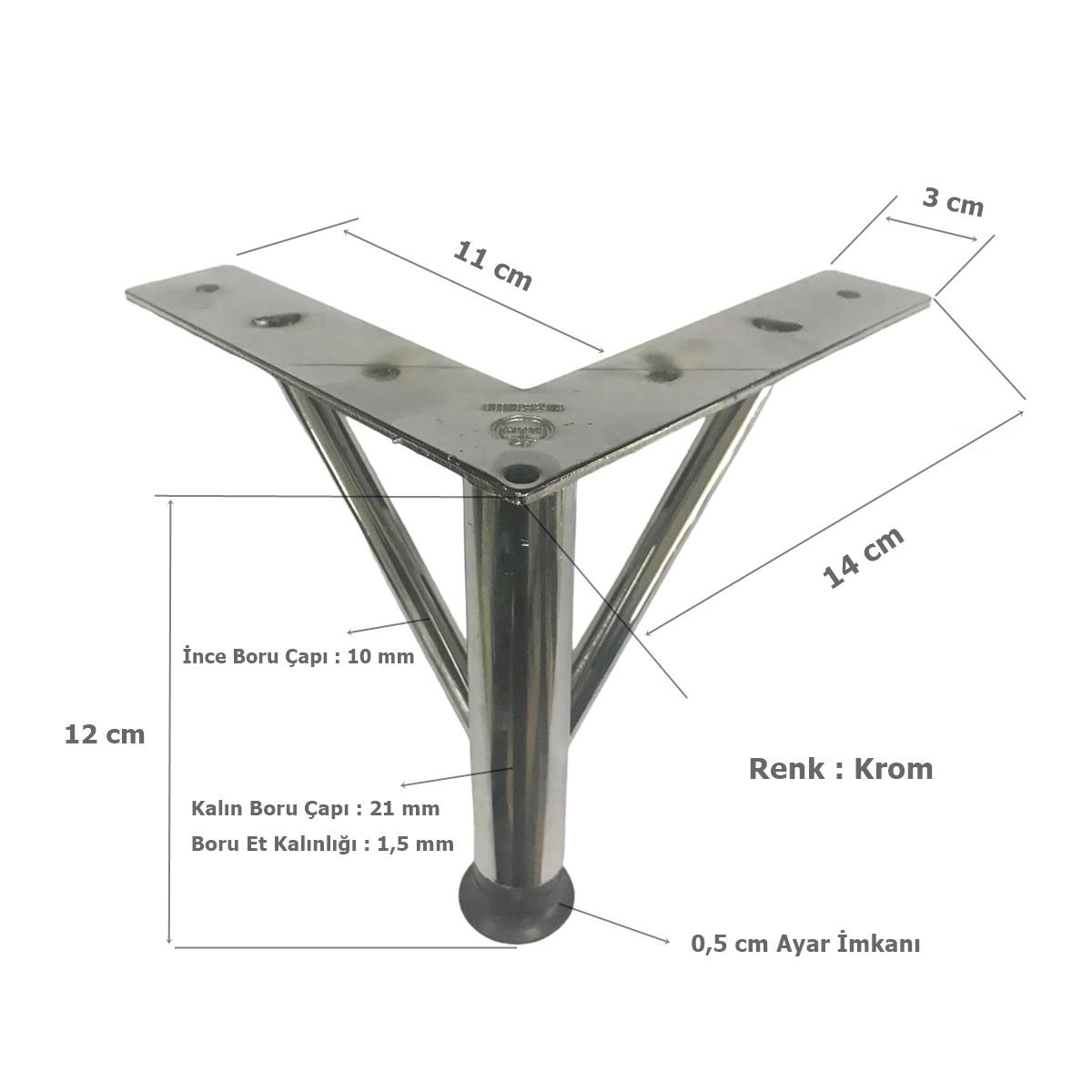 Firkete Ayak Metal 12 cm Krom Mobilya Koltuk Ayağı - Görsel 2