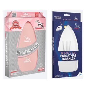 Gazella Ütü Altlığı + Ütü Masası Kılıfı Bezi 50 x 135 cm Pudra Set