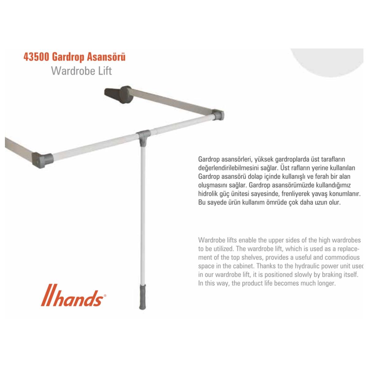 Hands Lift Gardrop Dolap Elbise Askı Asansörü Gri - Görsel 2