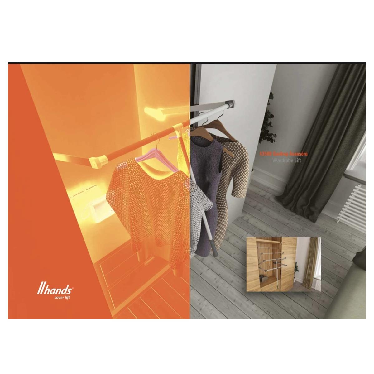 Hands Lift Gardrop Dolap Elbise Askı Asansörü Gri - Görsel 4