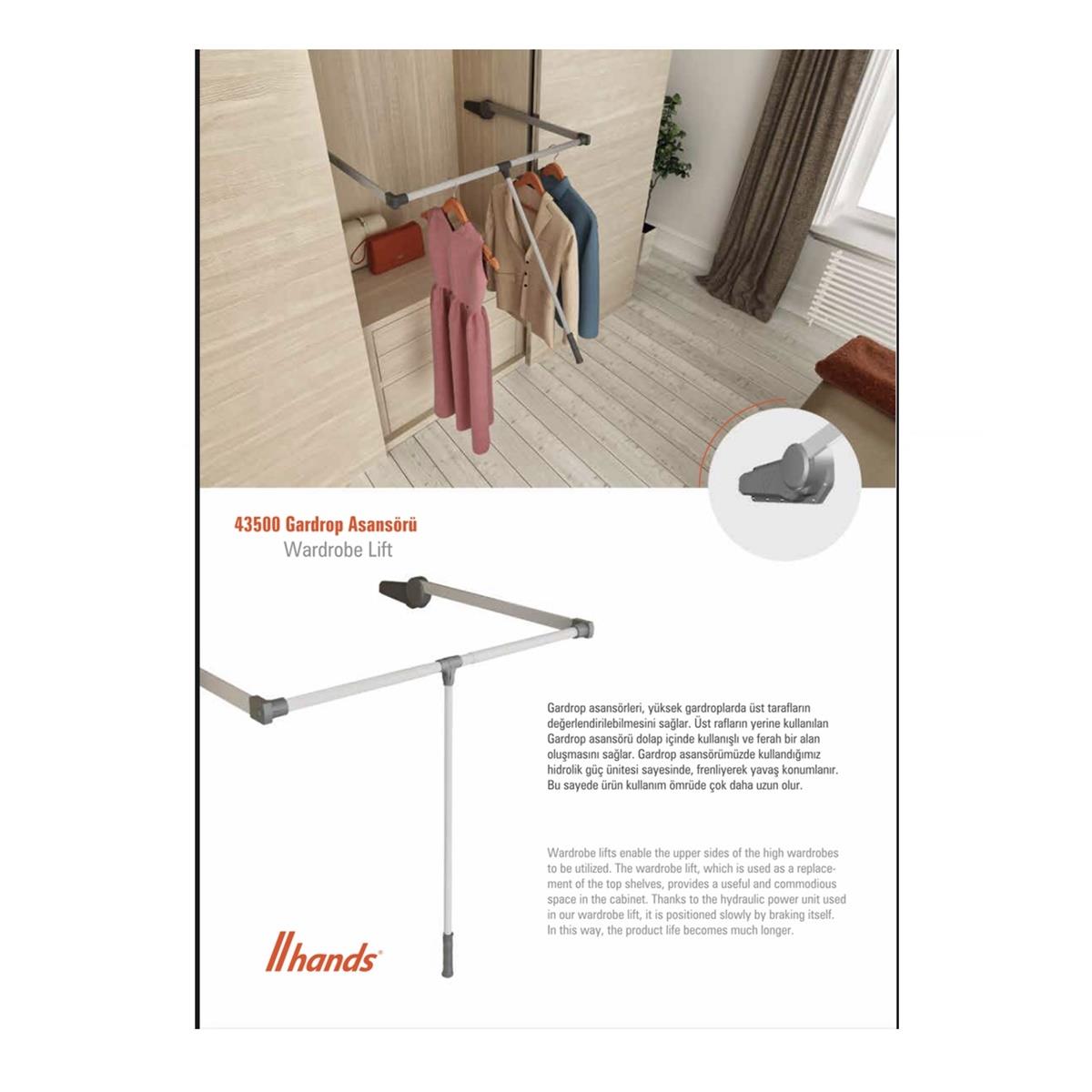 Hands Lift Gardrop Dolap Elbise Askı Asansörü Gri - Görsel 6