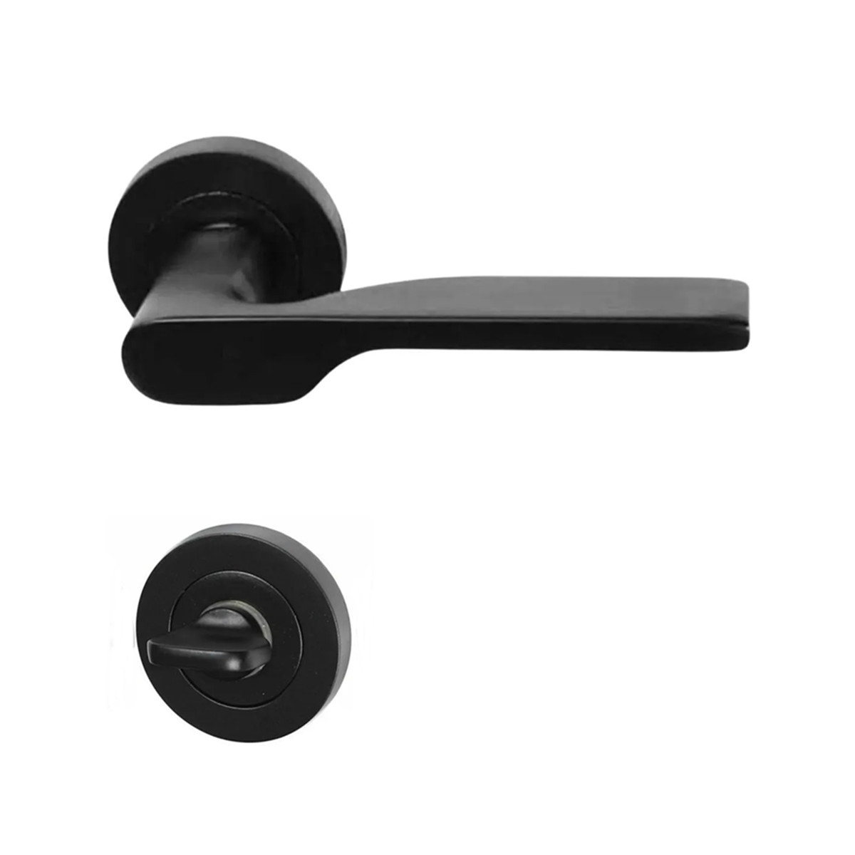 Hira Eda Alüminyum Yuvarlak Rozetli Kapı Kolu Mat Siyah Wc - Görsel 2