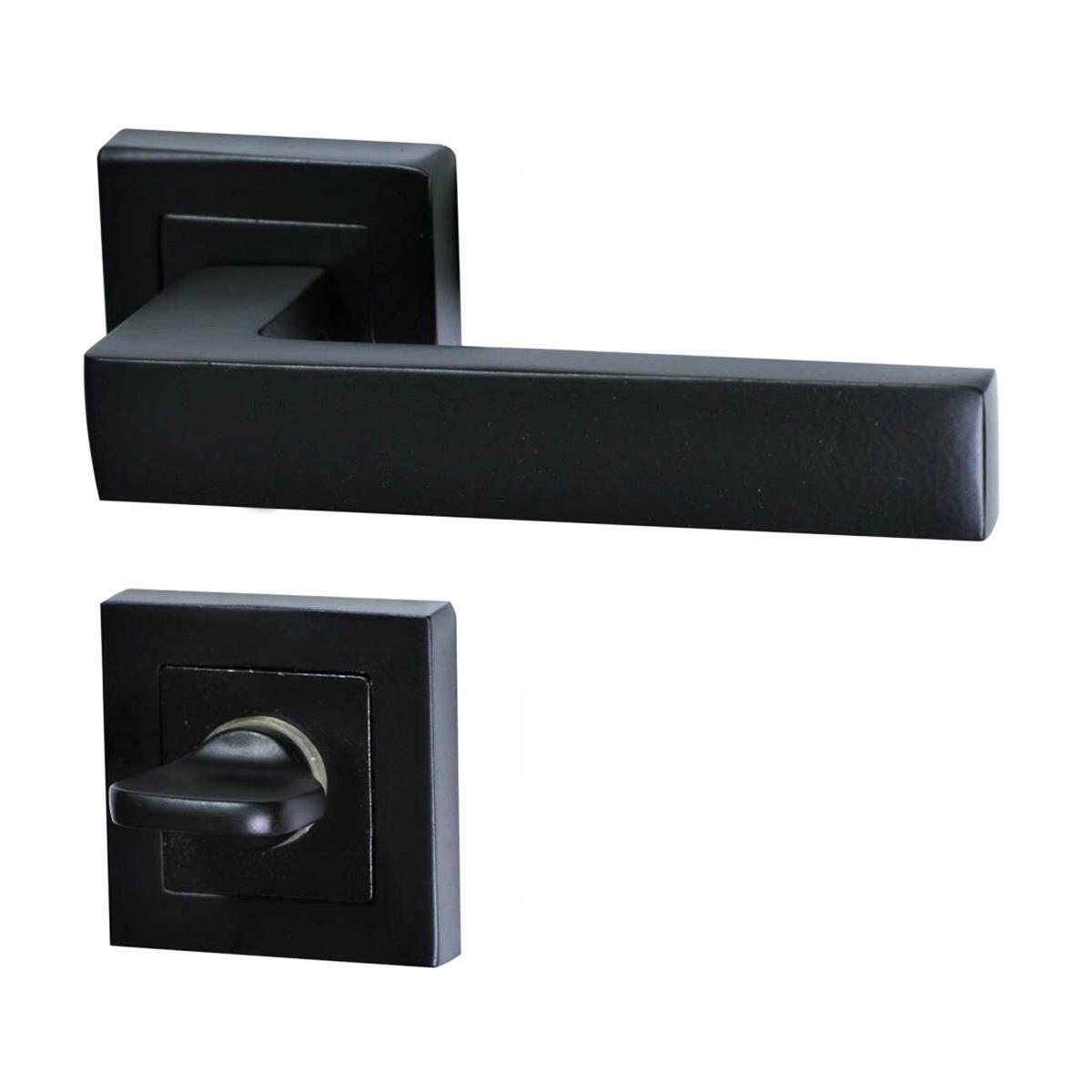 Hira Konak Kare Rozetli Kapı Kolu Siyah Wc