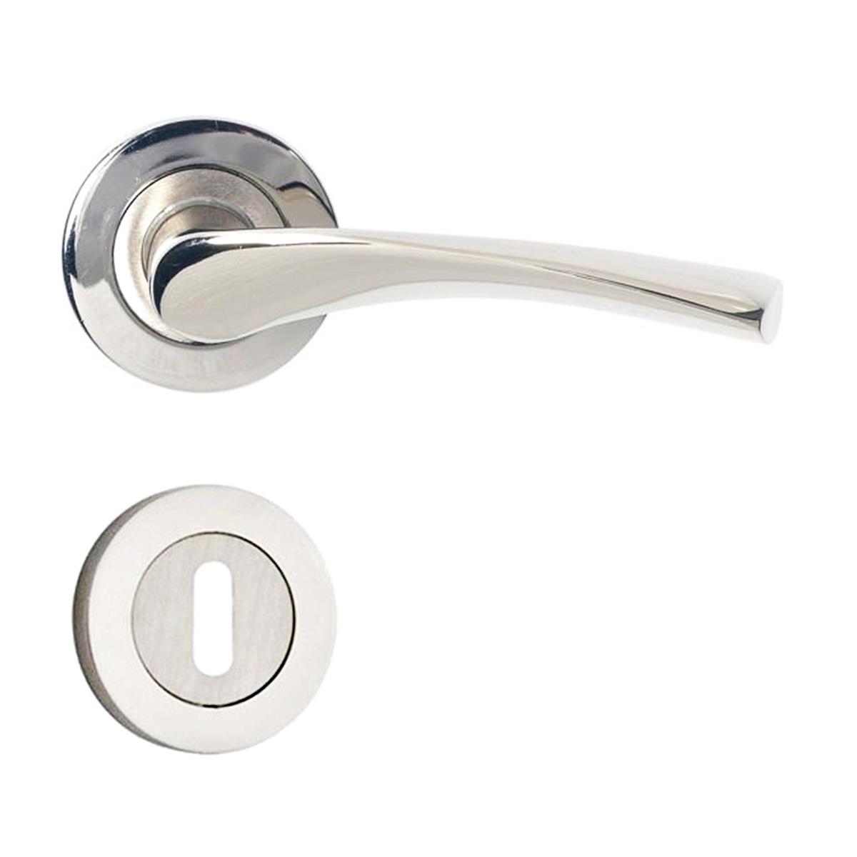 Hira Simay Nikel Saten Rozetli Ekonomik Kapı Kolu Alüminyum Oda - Görsel 2