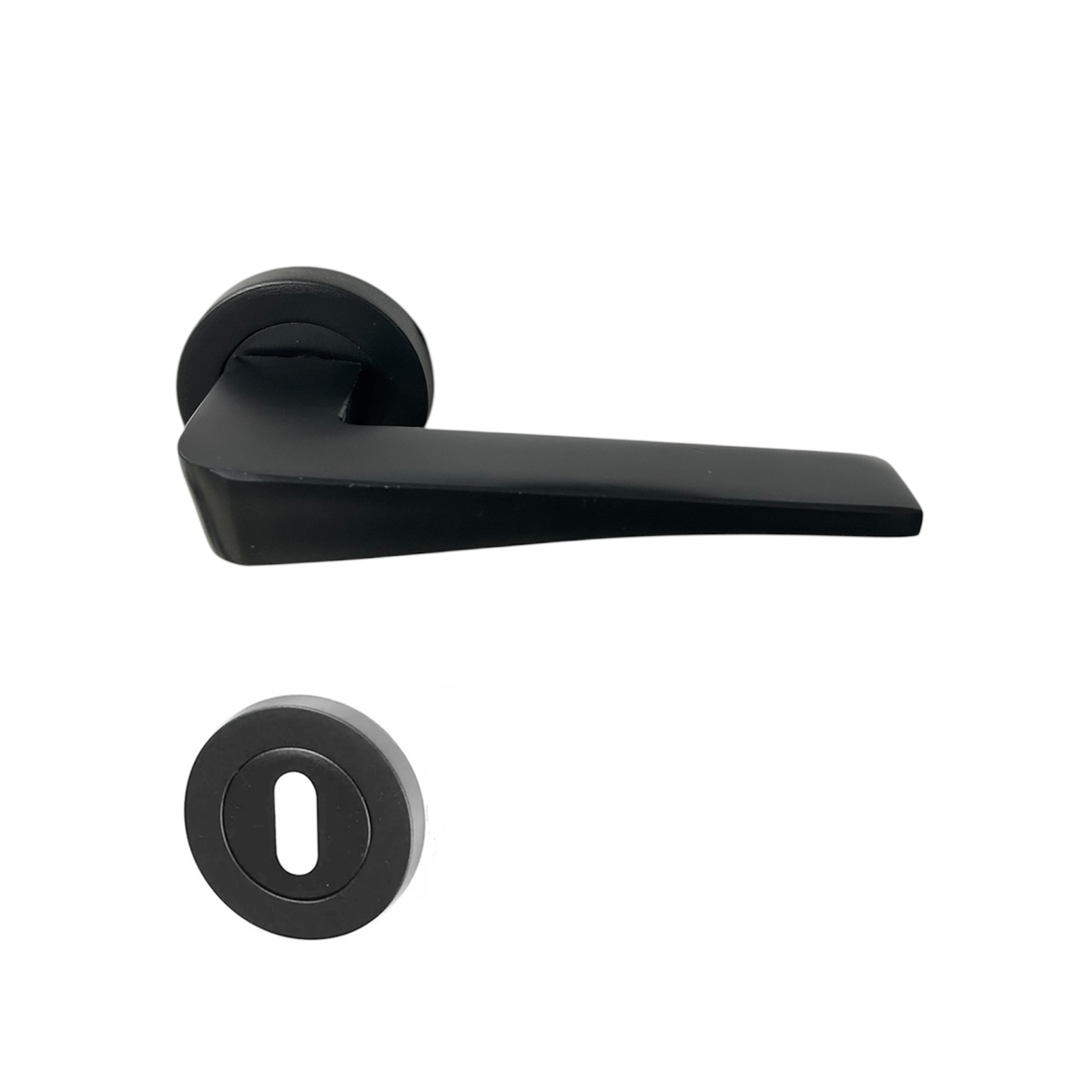 Hira Yasmin Alüminyum Yuvarlak Rozetli Kapı Kolu Mat Siyah Oda