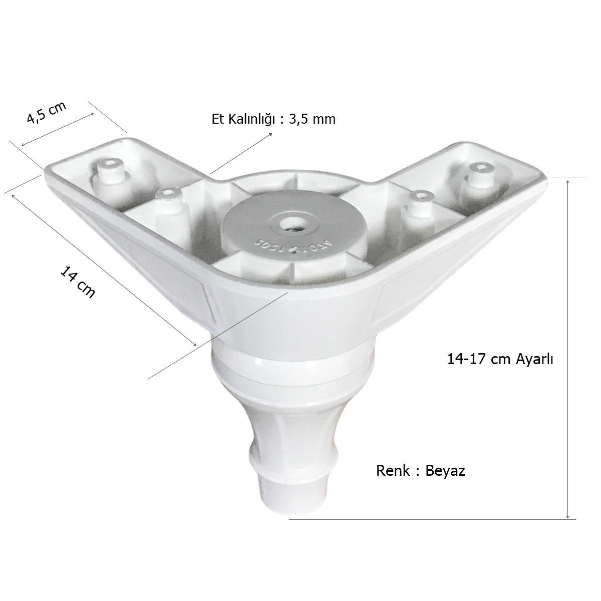 Şahin Lükens Ayak Mobilya Koltuk Ayağı 14-17 cm Ayarlı Beyaz - Görsel 2