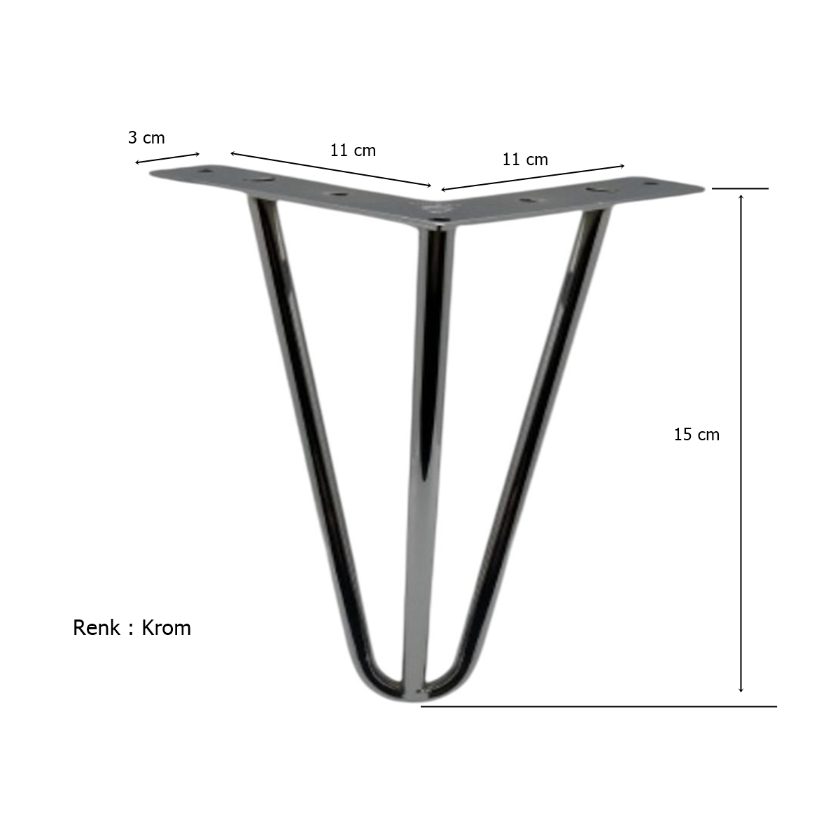 Çubuk Ayak Metal 15 cm Krom Mobilya Koltuk Ayağı - Görsel 2