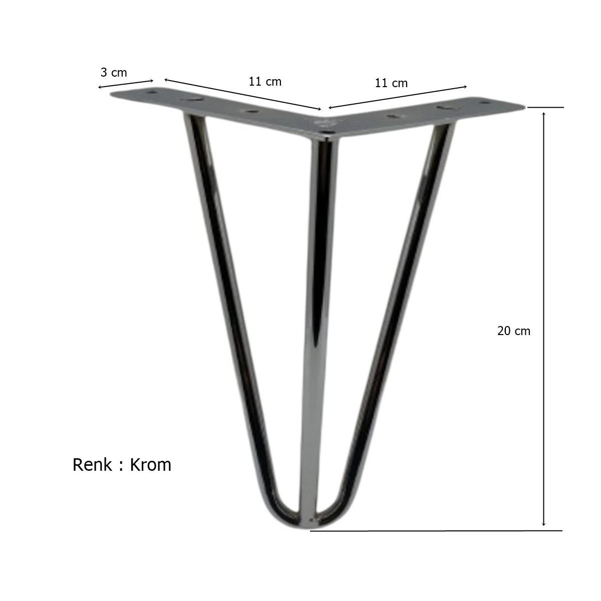 Çubuk Ayak Metal 20 cm Krom Mobilya Koltuk Ayağı - Görsel 2