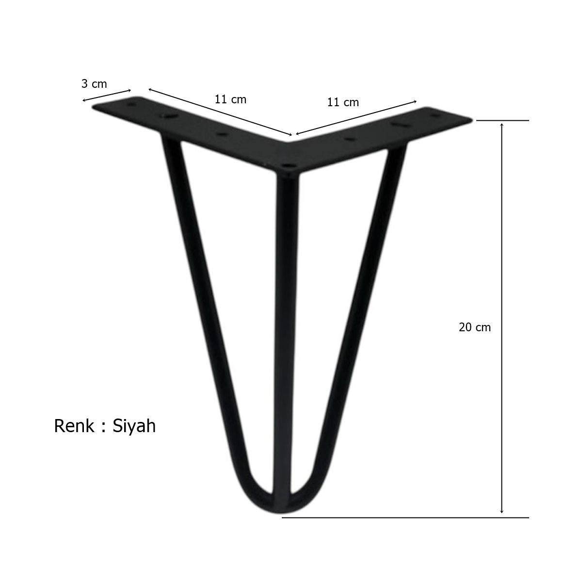 Çubuk Ayak Metal 20 cm Siyah Mobilya Koltuk Ayağı - Görsel 2